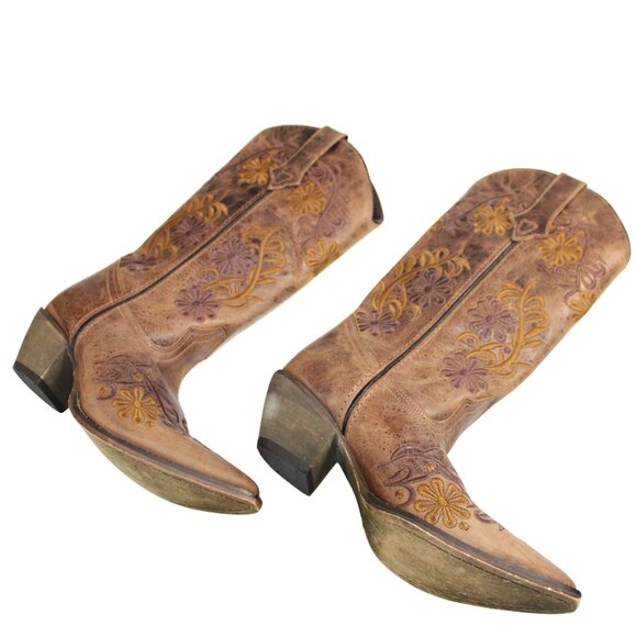 Rawhide Abilene Western Two Tone Earthy Brown Vintage Leather Snip Toe B… - Picture 6 of 11